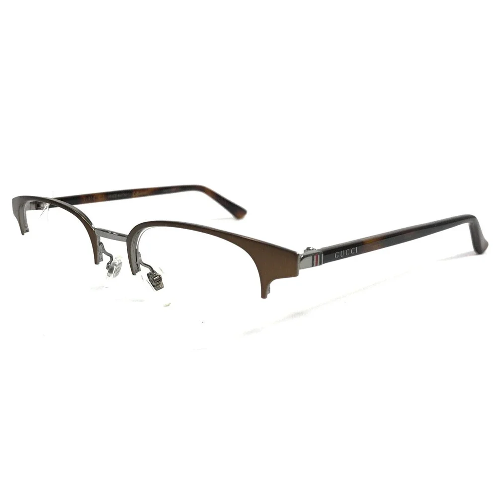 Gucci Eyeglasses Frames GG0020O 003 Brown Tortoise Round Half Rim 49-21-140